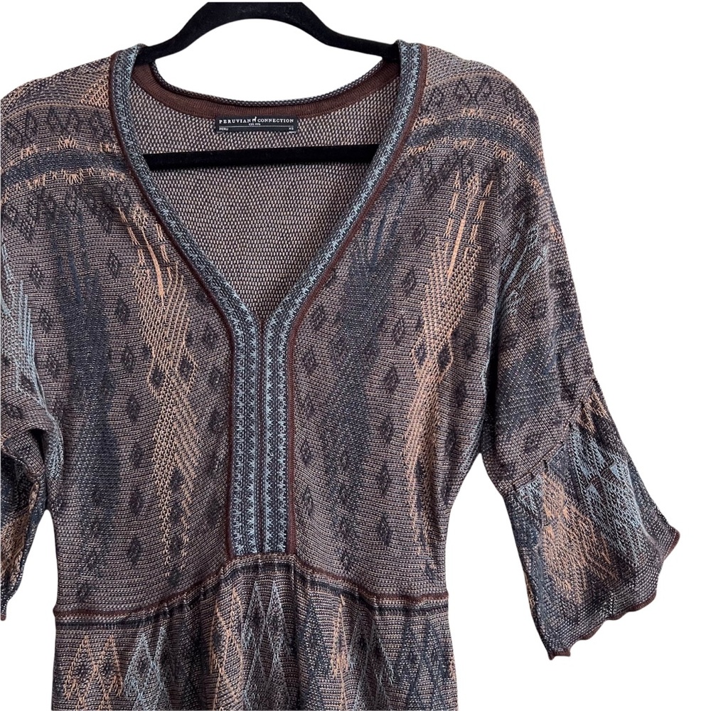 Peruvian Connection Brown Patterned Mini Dress - Picture 2 of 9